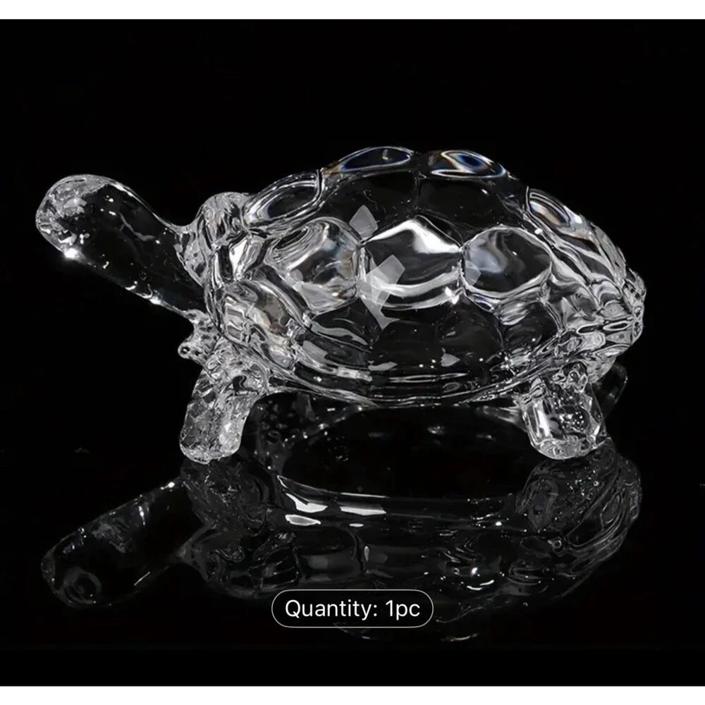 Clear Crystal Glass Land Tortoise Turtle Paperweight Figurine 7